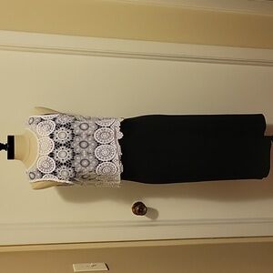 NWT: kensie Black Tank Dress with White Lace Overlay Top